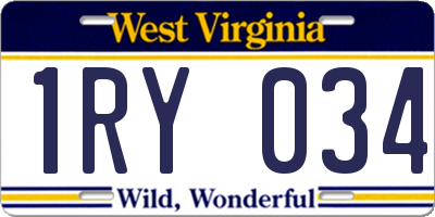 WV license plate 1RY034