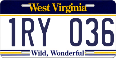 WV license plate 1RY036
