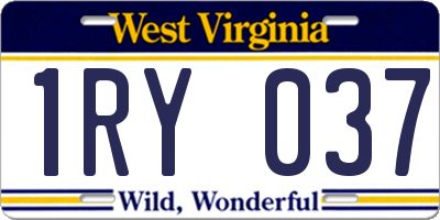 WV license plate 1RY037