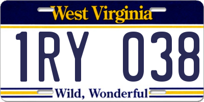 WV license plate 1RY038