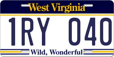 WV license plate 1RY040