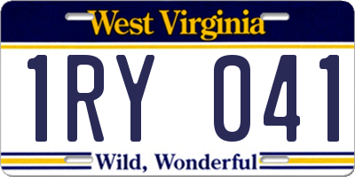 WV license plate 1RY041
