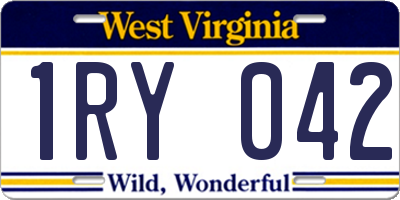 WV license plate 1RY042