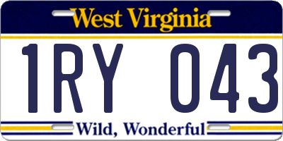 WV license plate 1RY043