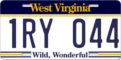 WV license plate 1RY044