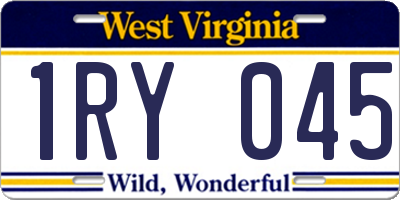 WV license plate 1RY045