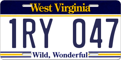 WV license plate 1RY047