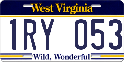 WV license plate 1RY053