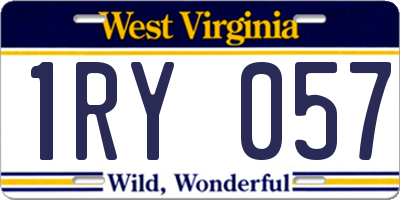 WV license plate 1RY057
