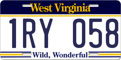 WV license plate 1RY058