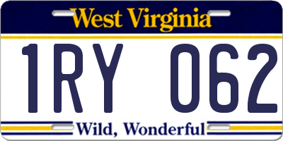 WV license plate 1RY062