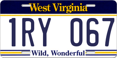 WV license plate 1RY067