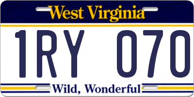WV license plate 1RY070