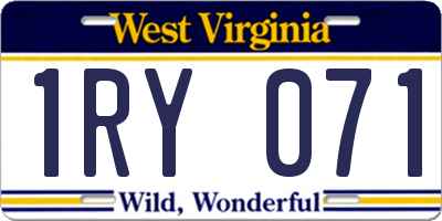 WV license plate 1RY071