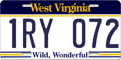 WV license plate 1RY072
