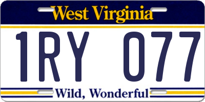 WV license plate 1RY077