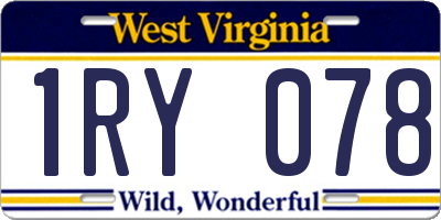 WV license plate 1RY078