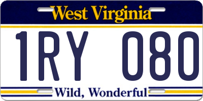 WV license plate 1RY080