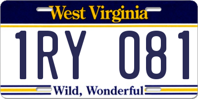 WV license plate 1RY081