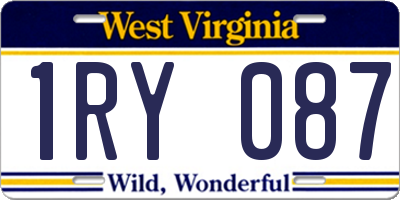 WV license plate 1RY087