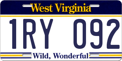 WV license plate 1RY092