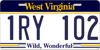 WV license plate 1RY102