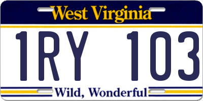 WV license plate 1RY103