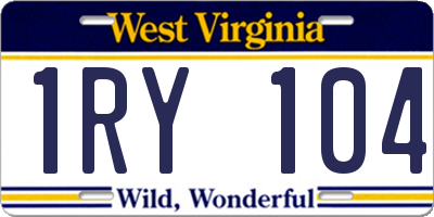 WV license plate 1RY104