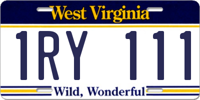 WV license plate 1RY111