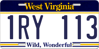 WV license plate 1RY113