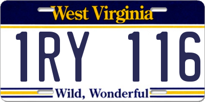 WV license plate 1RY116