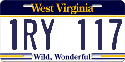 WV license plate 1RY117