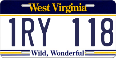 WV license plate 1RY118