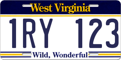 WV license plate 1RY123