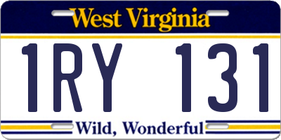 WV license plate 1RY131