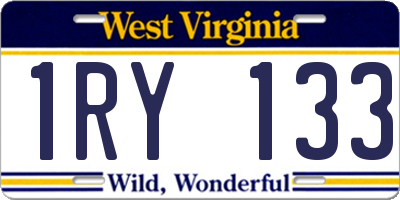 WV license plate 1RY133