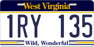 WV license plate 1RY135