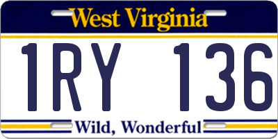WV license plate 1RY136