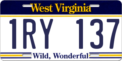 WV license plate 1RY137