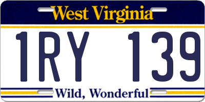 WV license plate 1RY139