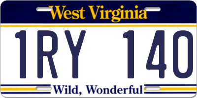 WV license plate 1RY140