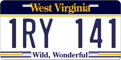 WV license plate 1RY141