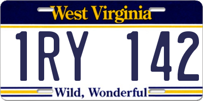 WV license plate 1RY142