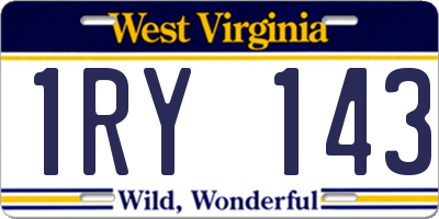 WV license plate 1RY143