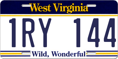 WV license plate 1RY144