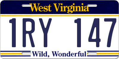 WV license plate 1RY147