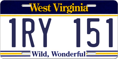 WV license plate 1RY151