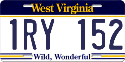 WV license plate 1RY152