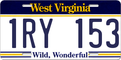 WV license plate 1RY153
