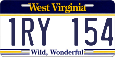 WV license plate 1RY154